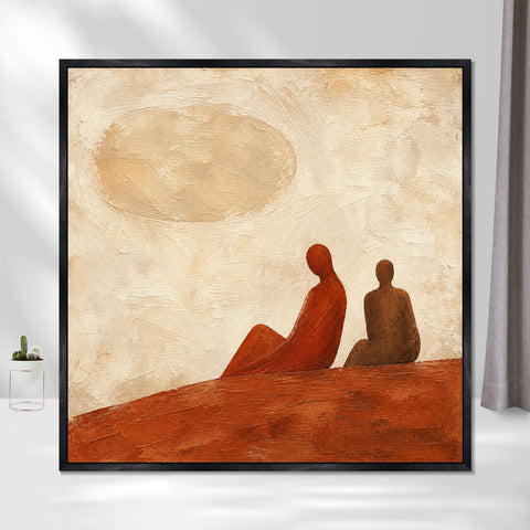 INVIN ART Framed Canvas 100% Handpainted Oil Painting Beneath the Golden Sky Wall Art