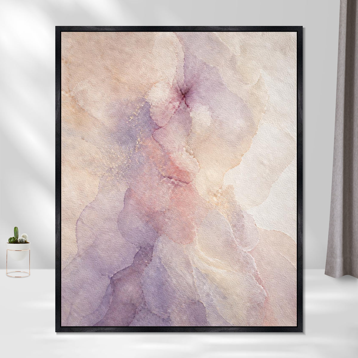 INVIN ART Framed Canvas 100% Handpainted Oil Painting Blush and Lavender Mist Wall Art