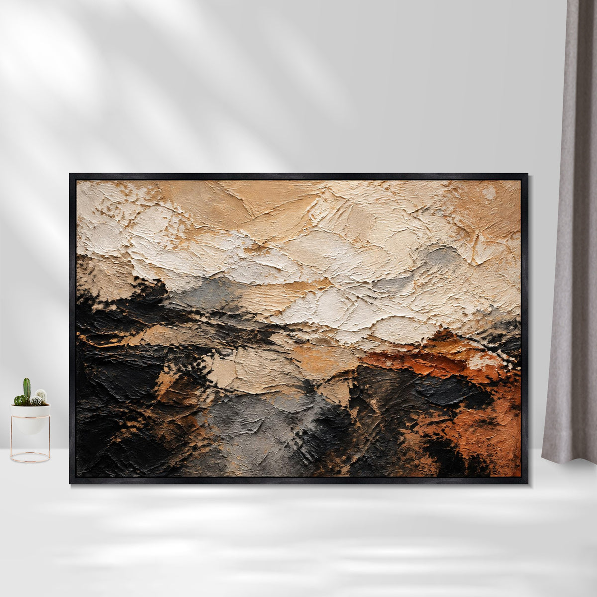 INVIN ART Framed Canvas 100% Handpainted Oil Painting Rising Rock Layers Wall Art