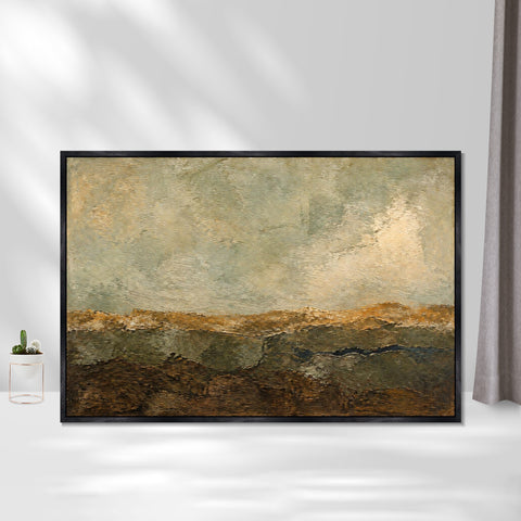 INVIN ART Framed Canvas 100% Handpainted Oil Painting Bearing Earth-Tone Landscape Wall Art