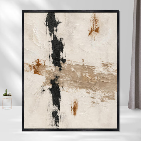 INVIN ART Framed Canvas 100% Handpainted Oil Painting Crossed Brush Marks Wall Art