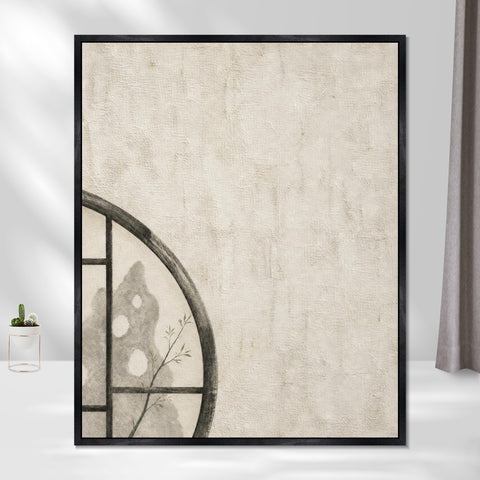 INVIN ART Framed Canvas 100% Handpainted Oil Painting A Corner of the Round Window Wall Art