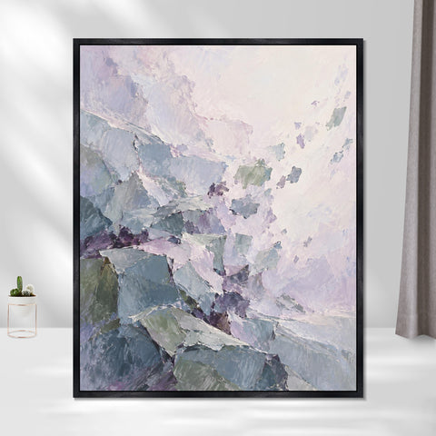 INVIN ART Framed Canvas 100% Handpainted Oil Painting Pastel Fragments in Motion Wall Art