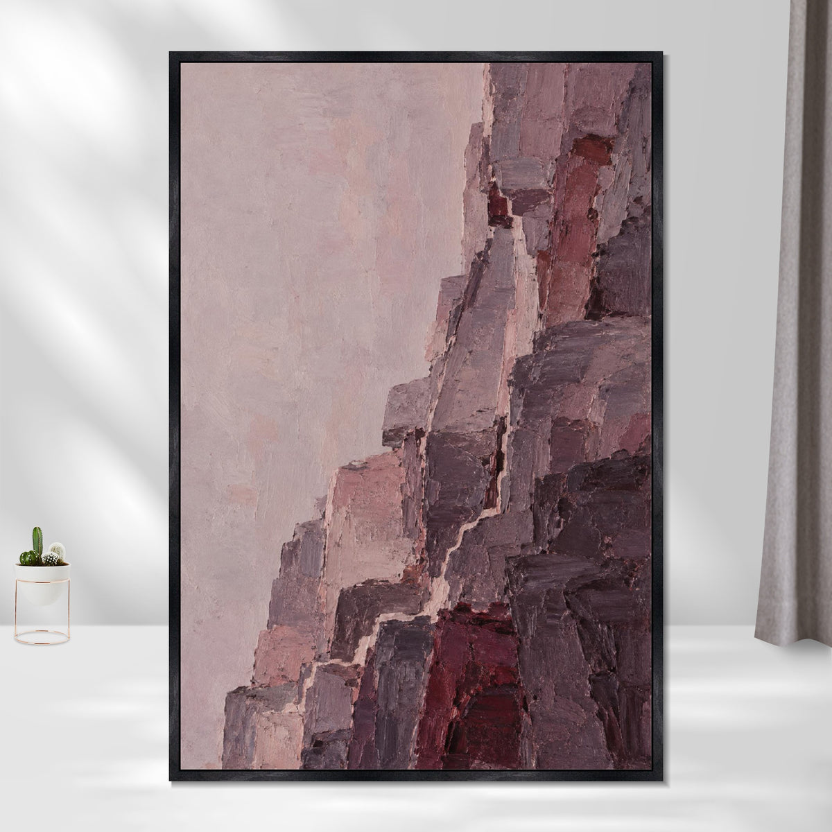 INVIN ART Framed Canvas 100% Handpainted Oil Painting Red Rock Facets Wall Art