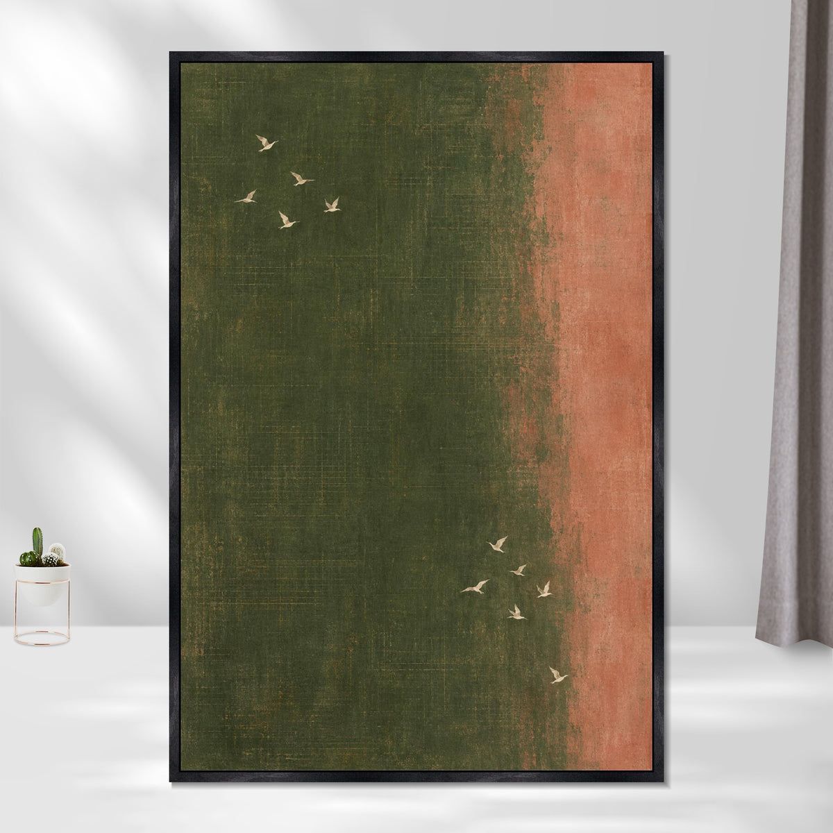 INVIN ART Framed Canvas 100% Handpainted Oil Painting Small Birds in Warm Light Wall Art