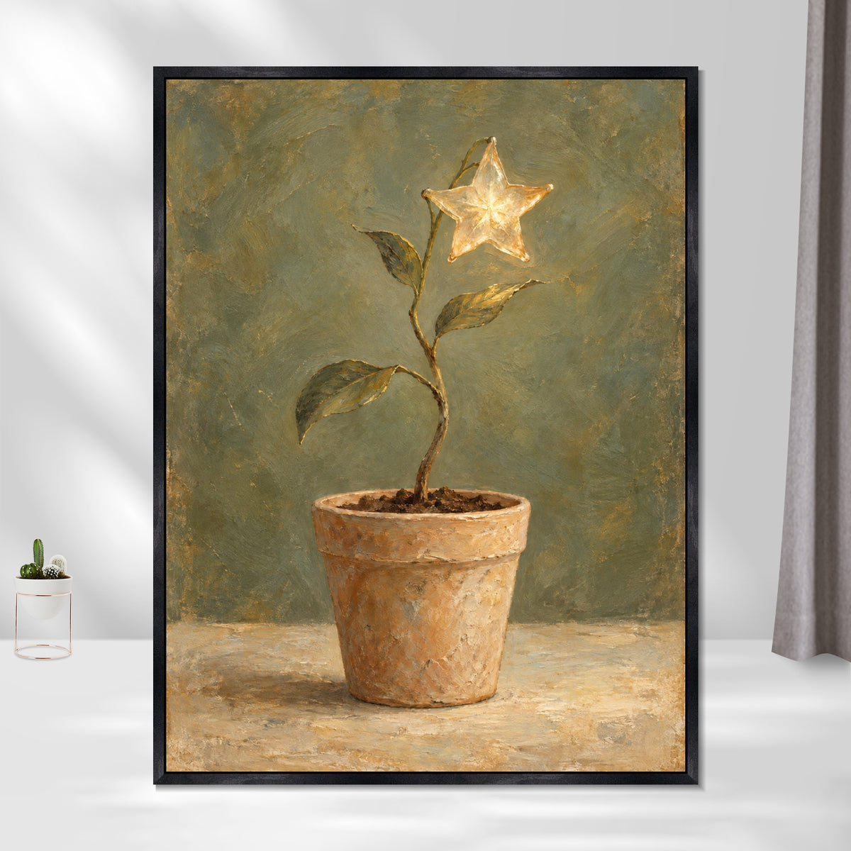 INVIN ART Framed Canvas 100% Handpainted Oil Painting A Growing Star Wall Art