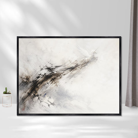 INVIN ART Framed Canvas 100% Handpainted Oil Painting Unicorn in Ink and Mist Wall Art