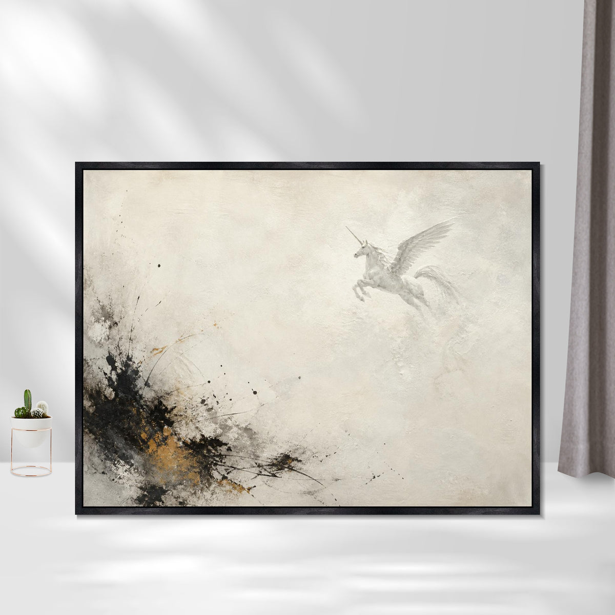 INVIN ART Framed Canvas 100% Handpainted Oil Painting Flight Through Open Space Wall Art