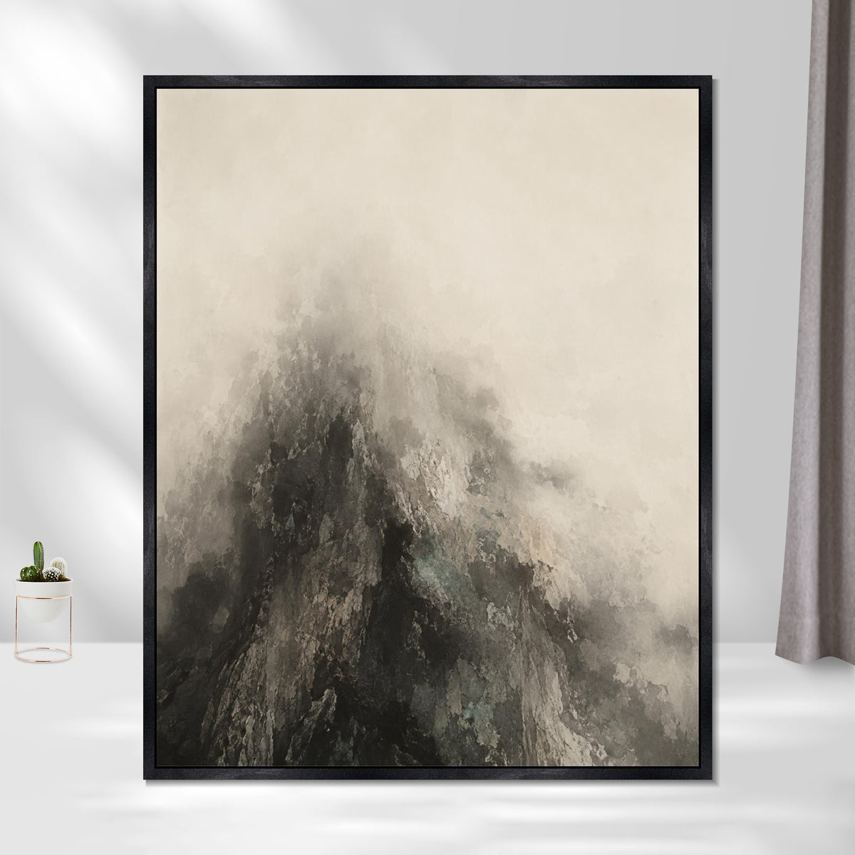 INVIN ART Framed Canvas 100% Handpainted Oil Painting Mountain Without a Summit Wall Art
