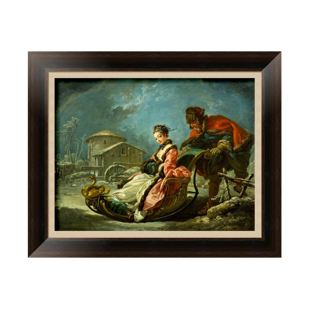 INVIN ART Framed Canvas Art Giclee Print Winter anagoria by Francois Boucher Wall Art Living Room Home Office Decorations