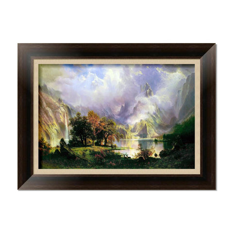 INVIN ART Framed Canvas Art Giclee Print Rocky Mountain Landscape by Albert Bierstadt Wall Art Living Room Home Office Decorations