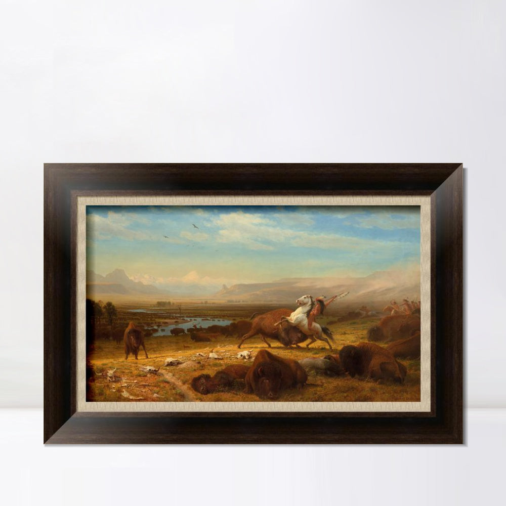 INVIN ART Framed Canvas Art Giclee Print The Last Of The Buffalo by Albert Bierstadt Wall Art