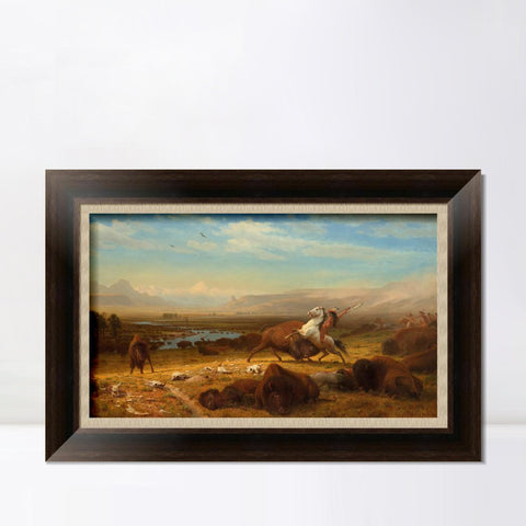INVIN ART Framed Canvas Art Giclee Print The Last Of The Buffalo by Albert Bierstadt Wall Art Living Room Home Office Decorations