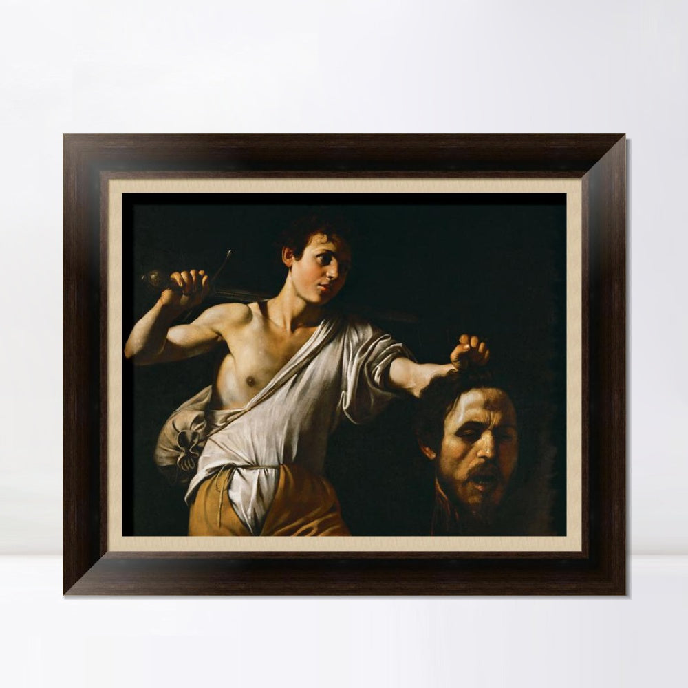 INVIN ART Framed Canvas Art Giclee Print David with the Head of Goliath by Michelangelo Merisi da Caravaggio Wall Art