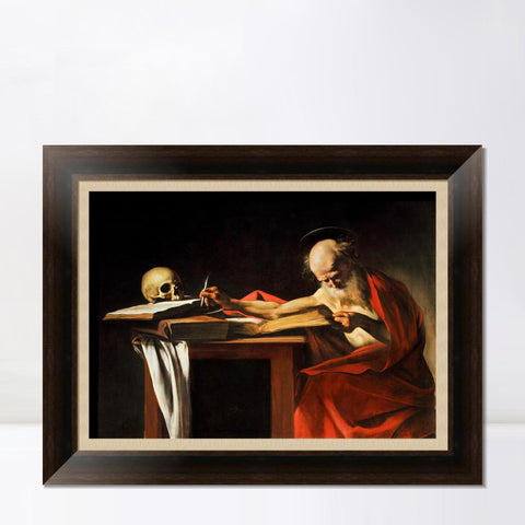 INVIN ART Framed Canvas Art Giclee Print Saint Jerome Writing by Michelangelo Merisi da Caravaggio Wall Art Living Room Home Office Decorations