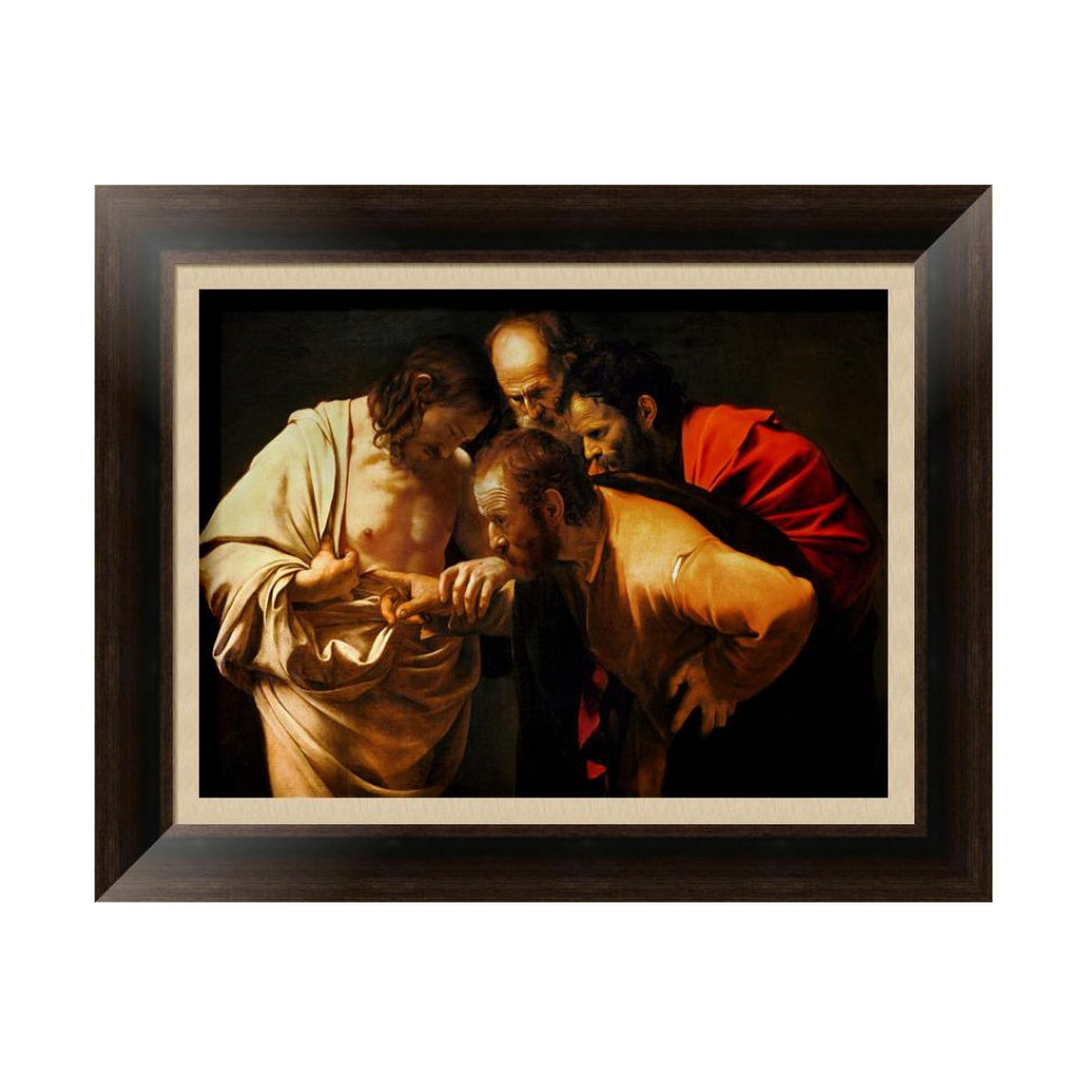 INVIN ART Framed Canvas Art Giclee Print The Incredulity of Saint Thomas by Michelangelo Merisi da Caravaggio Wall Art