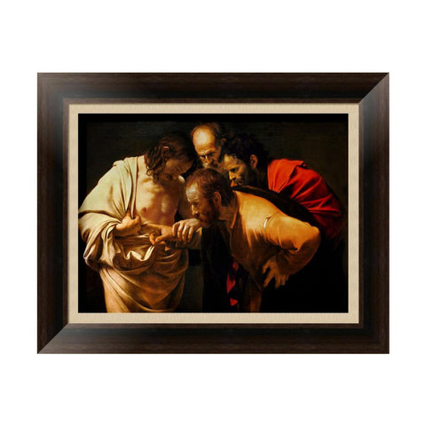 INVIN ART Framed Canvas Art Giclee Print The Incredulity of Saint Thomas by Michelangelo Merisi da Caravaggio Wall Art Living Room Home Office Decorations