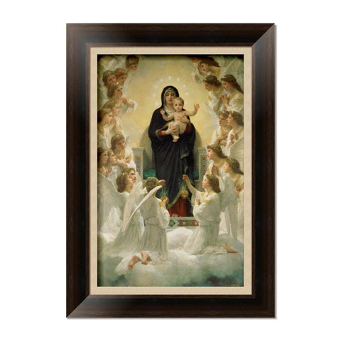 INVIN ART Framed Canvas Art Giclee Print The Virgin With Angels(1900) by William Adolphe Bouguereau Wall Art Living Room Home Office Decorations