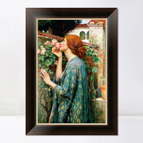 INVIN ART Framed Canvas Art Giclee Print The Soul of The Rose, 1908 by John William Waterhouse Wall Art Living Room Home Office Decorations