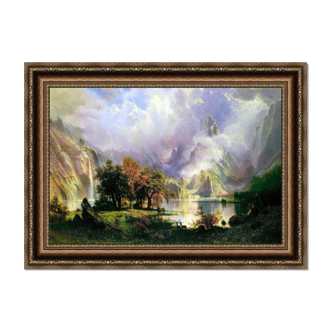 INVIN ART Framed Canvas Art Giclee Print Rocky Mountain Landscape by Albert Bierstadt Wall Art Living Room Home Office Decorations