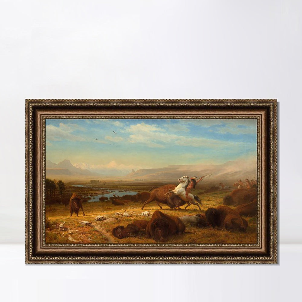 INVIN ART Framed Canvas Art Giclee Print The Last Of The Buffalo by Albert Bierstadt Wall Art