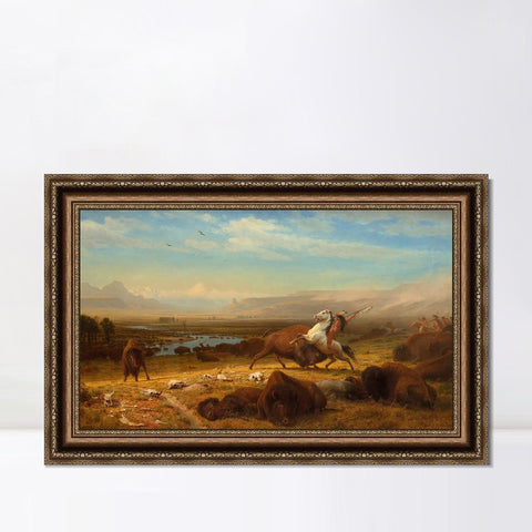 INVIN ART Framed Canvas Art Giclee Print The Last Of The Buffalo by Albert Bierstadt Wall Art Living Room Home Office Decorations