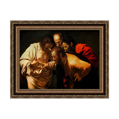 INVIN ART Framed Canvas Art Giclee Print The Incredulity of Saint Thomas by Michelangelo Merisi da Caravaggio Wall Art Living Room Home Office Decorations