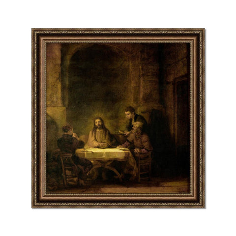 INVIN ART Framed Canvas Art Giclee Print the Supper at Emmaus by Rembrandt Harmenszoon van Rijn Wall Art Living Room Home Office Decorations