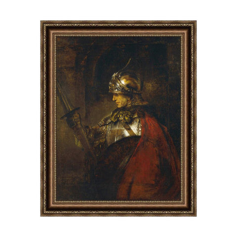 INVIN ART Framed Canvas Art Giclee Print A Man in Armour by Rembrandt Harmenszoon van Rijn Wall Art Living Room Home Office Decorations