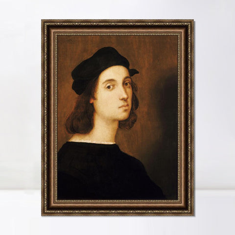 INVIN ART Framed Canvas Art Giclee Print Portrait of Raffaello Sanzio by Raphael/Raffaello Sanzio Wall Art Living Room Home Office Decorations