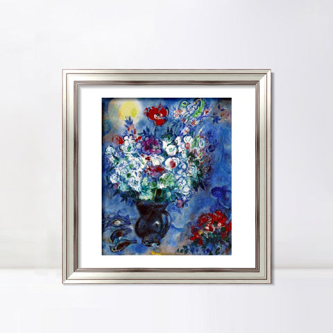 INVIN ART Framed Canvas Art Giclee Print Les Anémones by Marc Chagall Wall Art Room Living Office Home Decorations