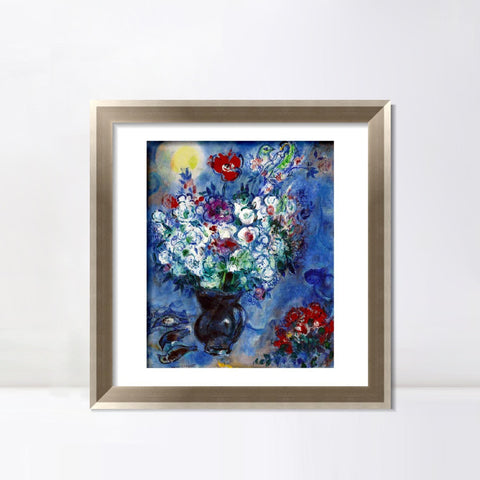 INVIN ART Framed Canvas Art Giclee Print Les Anémones by Marc Chagall Wall Art Room Living Office Home Decorations