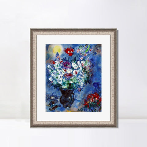 INVIN ART Framed Canvas Art Giclee Print Les Anémones by Marc Chagall Wall Art Room Living Office Home Decorations