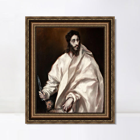 INVIN ART Framed Canvas Art Giclee Print Saint Bartholomew by El Greco Wall Art Living Room Home Office Decorations