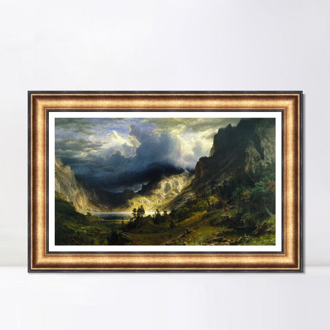 INVIN ART Framed Canvas Art Giclee Print A Storm in the Rocky Mountains by Albert Bierstadt Wall Art Living Room Home Office Decorations