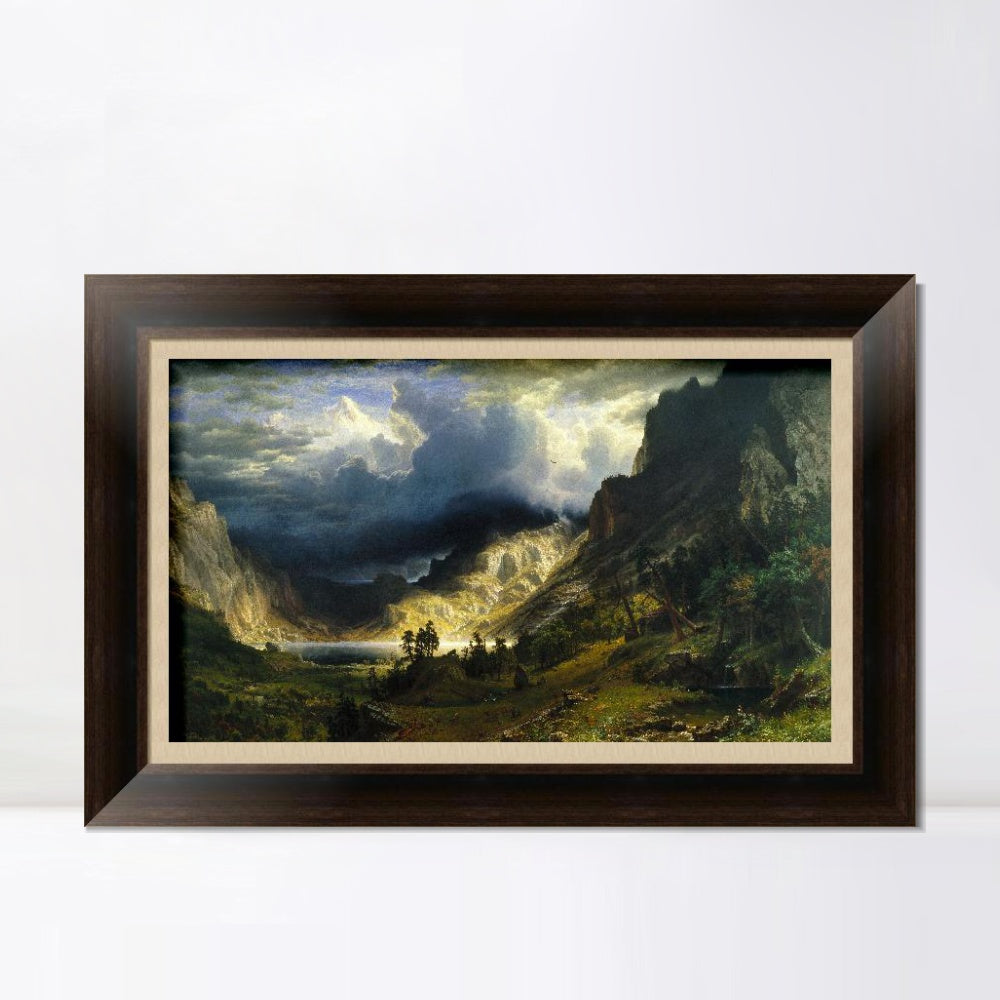 INVIN ART Framed Canvas Art Giclee Print A Storm in the Rocky Mountains by Albert Bierstadt Wall Art Living Room Home Office Decorations