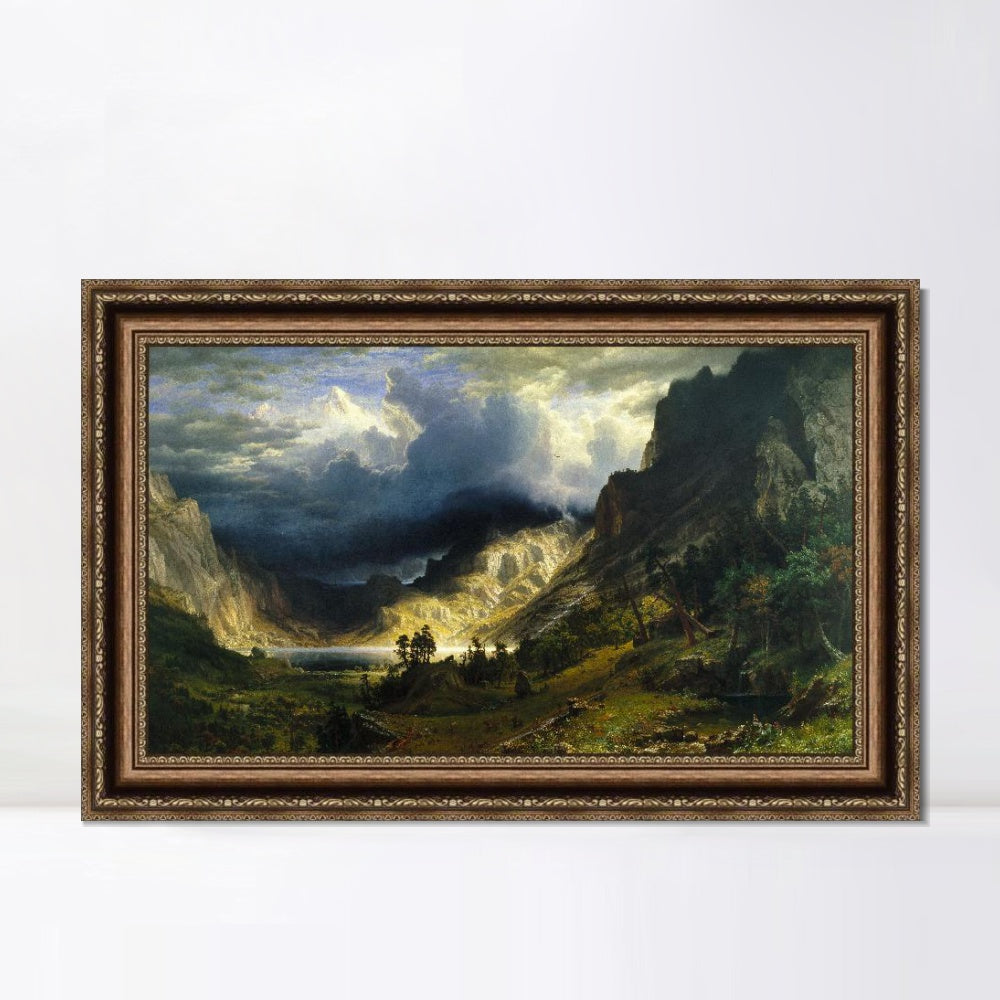 INVIN ART Framed Canvas Art Giclee Print A Storm in the Rocky Mountains by Albert Bierstadt Wall Art Living Room Home Office Decorations