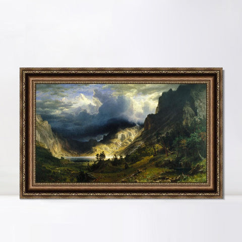 INVIN ART Framed Canvas Art Giclee Print A Storm in the Rocky Mountains by Albert Bierstadt Wall Art Living Room Home Office Decorations