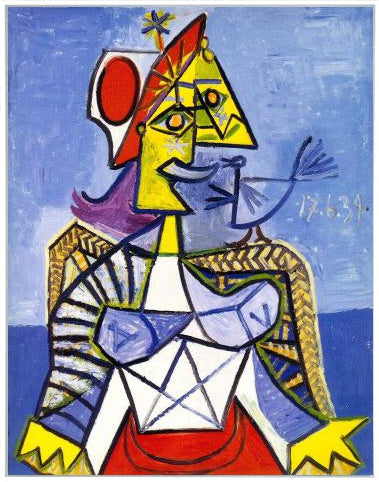 Framed Stretch Canvas Sitting Woman #1 by Pablo Picasso Wall Art Home Decor