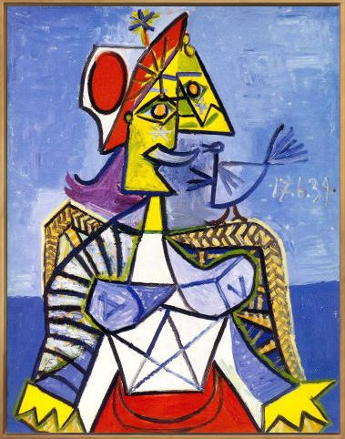 Framed Stretch Canvas Sitting Woman #1 by Pablo Picasso Wall Art Home Decor