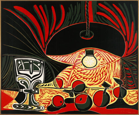 Invin Art Framed Stretch Canvas Still Life Under the Lamp by Pablo Picasso Wall Art Home Decor