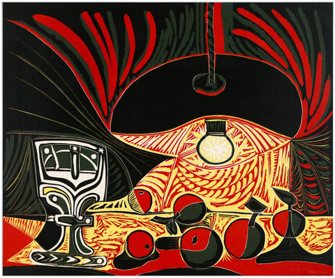 Invin Art Framed Stretch Canvas Still Life Under the Lamp by Pablo Picasso Wall Art Home Decor