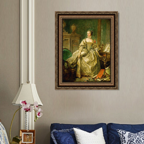 INVIN ART Framed Canvas Art Giclee Print La Marquise de Pompadour by Francois Boucher Wall Art Living Room Home Office Decorations