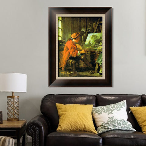 INVIN ART Framed Canvas Art Giclee Print Painter in his Studio by Francois Boucher Wall Art Living Room Home Office Decorations