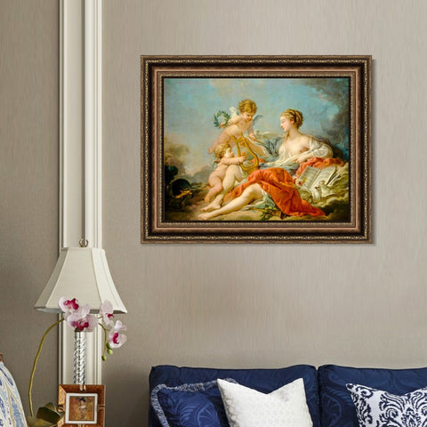 INVIN ART Framed Canvas Art Giclee Print Allegory of Music by Francois Boucher Wall Art Living Room Home Office Decorations