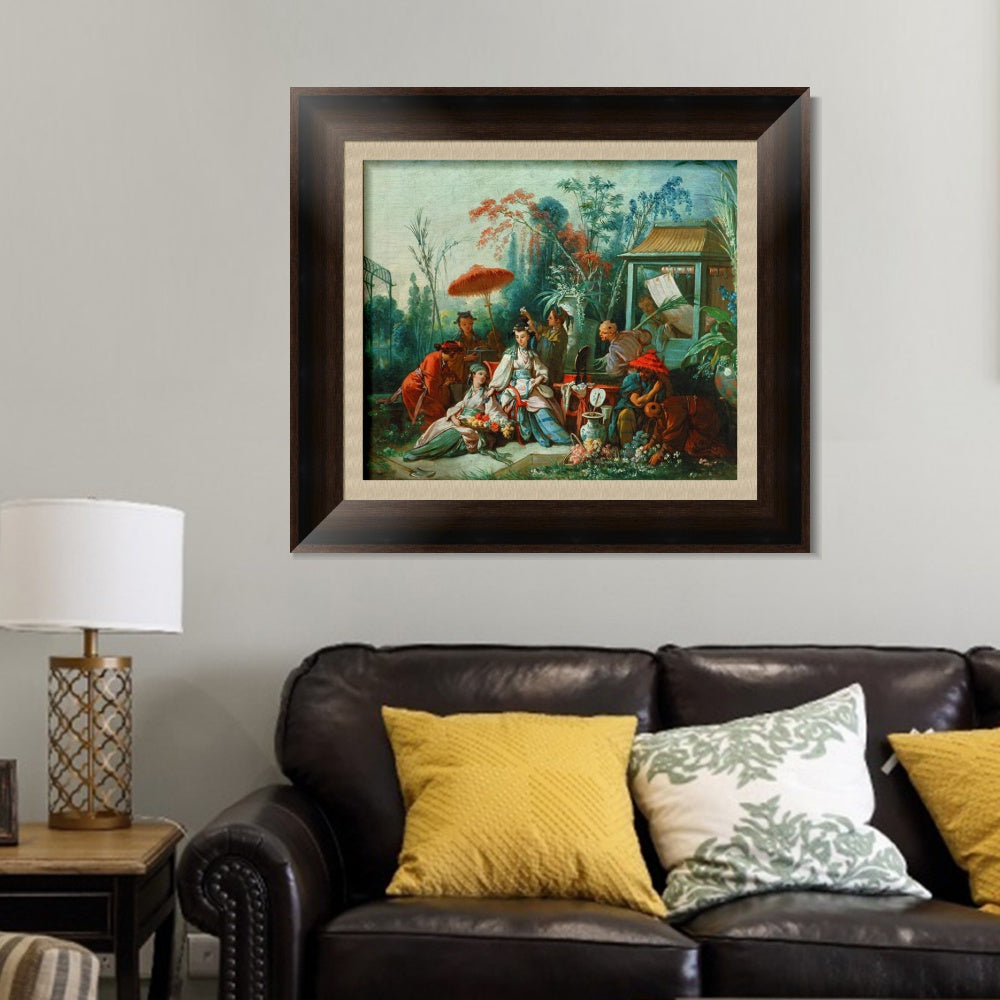 INVIN ART Framed Canvas Art Giclee Print The Chinese Garden by Francois Boucher Wall Art Living Room Home Office Decorations