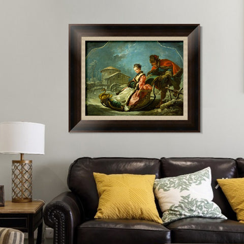 INVIN ART Framed Canvas Art Giclee Print Winter anagoria by Francois Boucher Wall Art Living Room Home Office Decorations