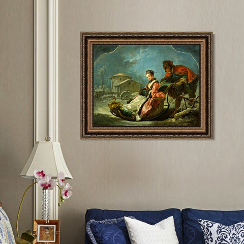 INVIN ART Framed Canvas Art Giclee Print Winter anagoria by Francois Boucher Wall Art Living Room Home Office Decorations