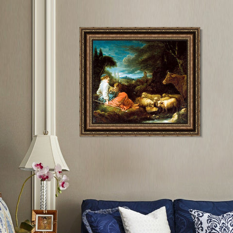 INVIN ART Framed Canvas Art Giclee Print Series#042 by Francois Boucher Wall Art Living Room Home Office Decorations