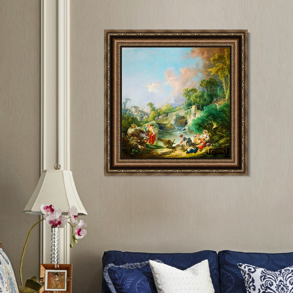 INVIN ART Framed Canvas Art Giclee Print Series#047 by Francois Boucher Wall Art Living Room Home Office Decorations